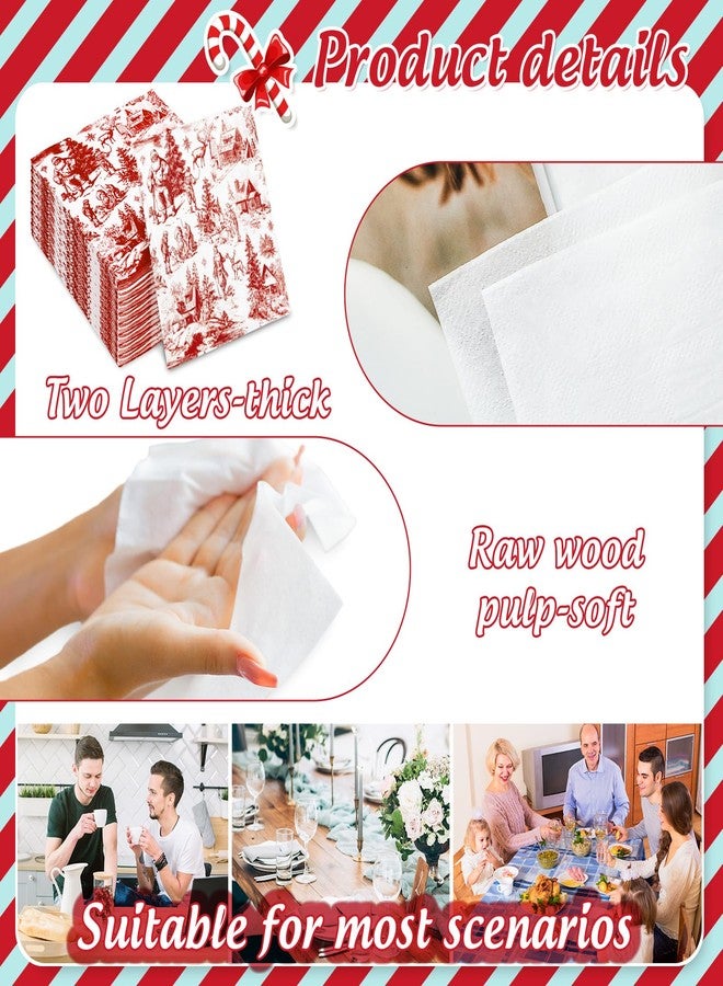 JarThenaAMCS مناديل ورقية من JarThenaAMCS، 100 قطعة، بنقشة تويل دو جوي بنية حمراء، للاستخدام مرة واحدة، مثالية لحفلات الغداء والعشاء، ولتزيين المائدة في حفلات عيد الميلاد. - Image 3